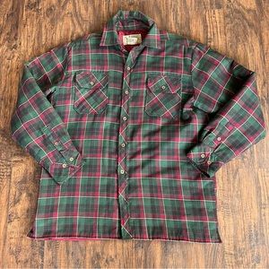 Vtg. H. Valentino Men’s Plaid Shirt Jacket‎ Quilted Shacket Large Missing Button